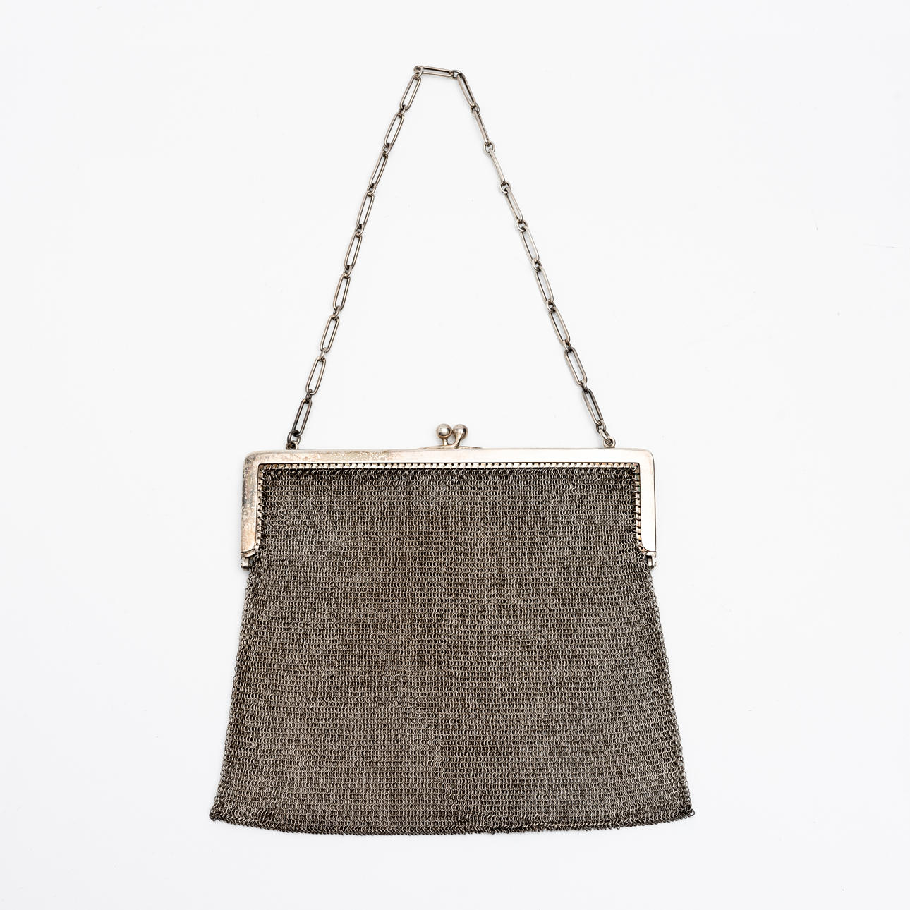 EVENING BAG, silver, Swedish import stamps.