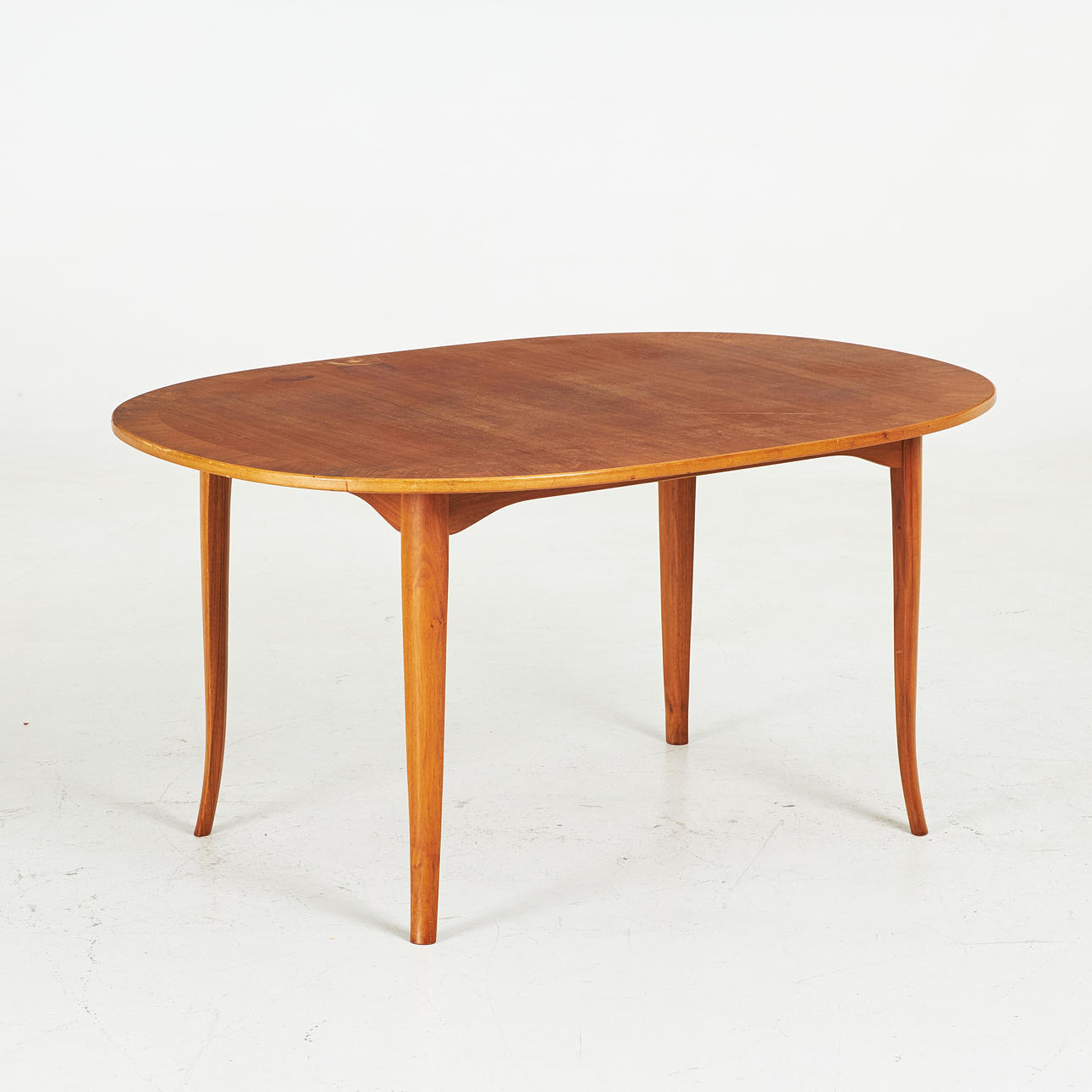 CARL MALMSTEN. Coffee table, “Oval”, mahogany, with tile marking.