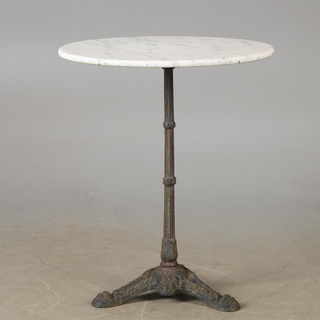 CAFÉ TABLE, cast iron with marble top.