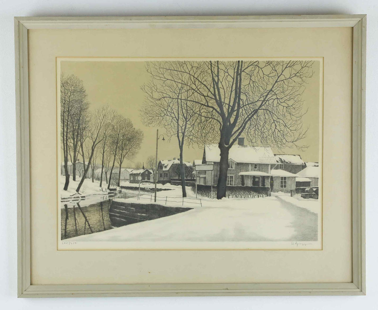 REINHOLD LJUNGGREN. Lithograph, cityscape by canal, numbered and signed.