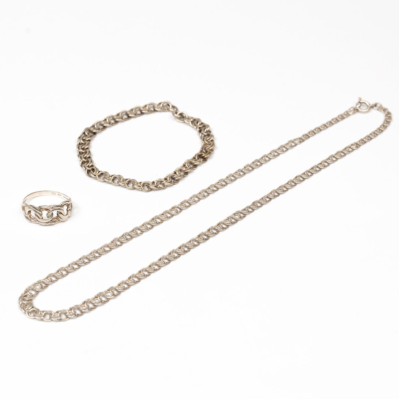 SET DE JOYAS, 3 piezas, plata, Bismarck link.