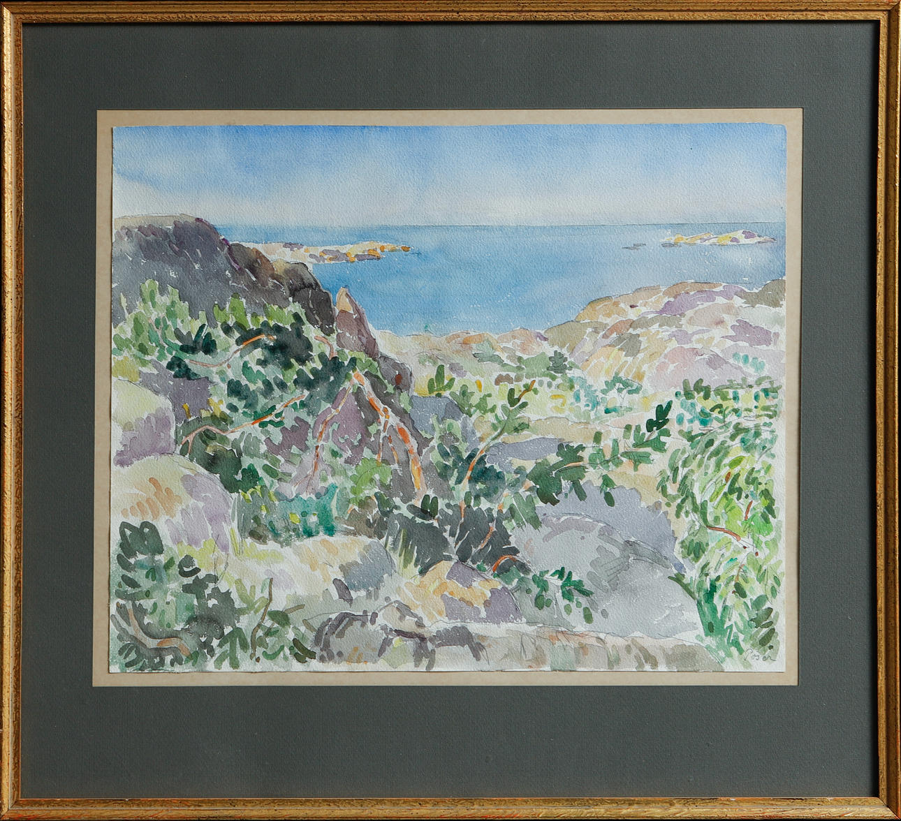 MARTIN POSER. Küstenbild, Aquarell, signiert.