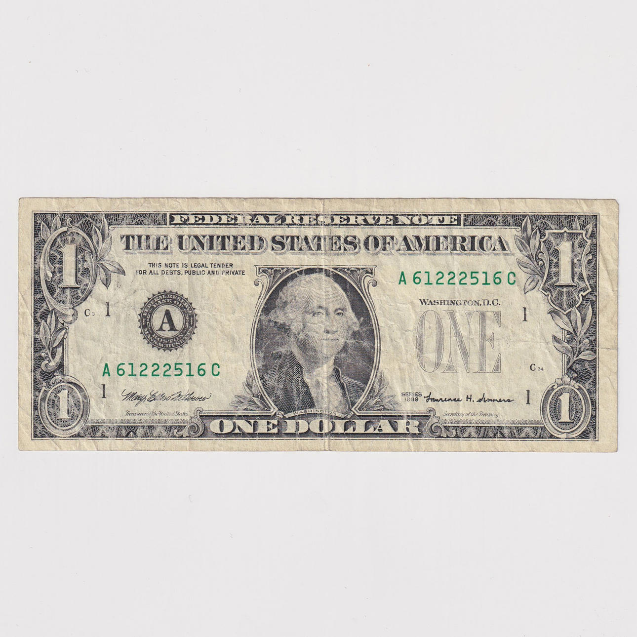 A ONE DOLLAR ERROR BANK NOTE USA.