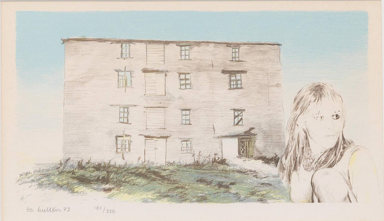 BO HULTÉN. House facade, lithograph, signed, dated and numbered.