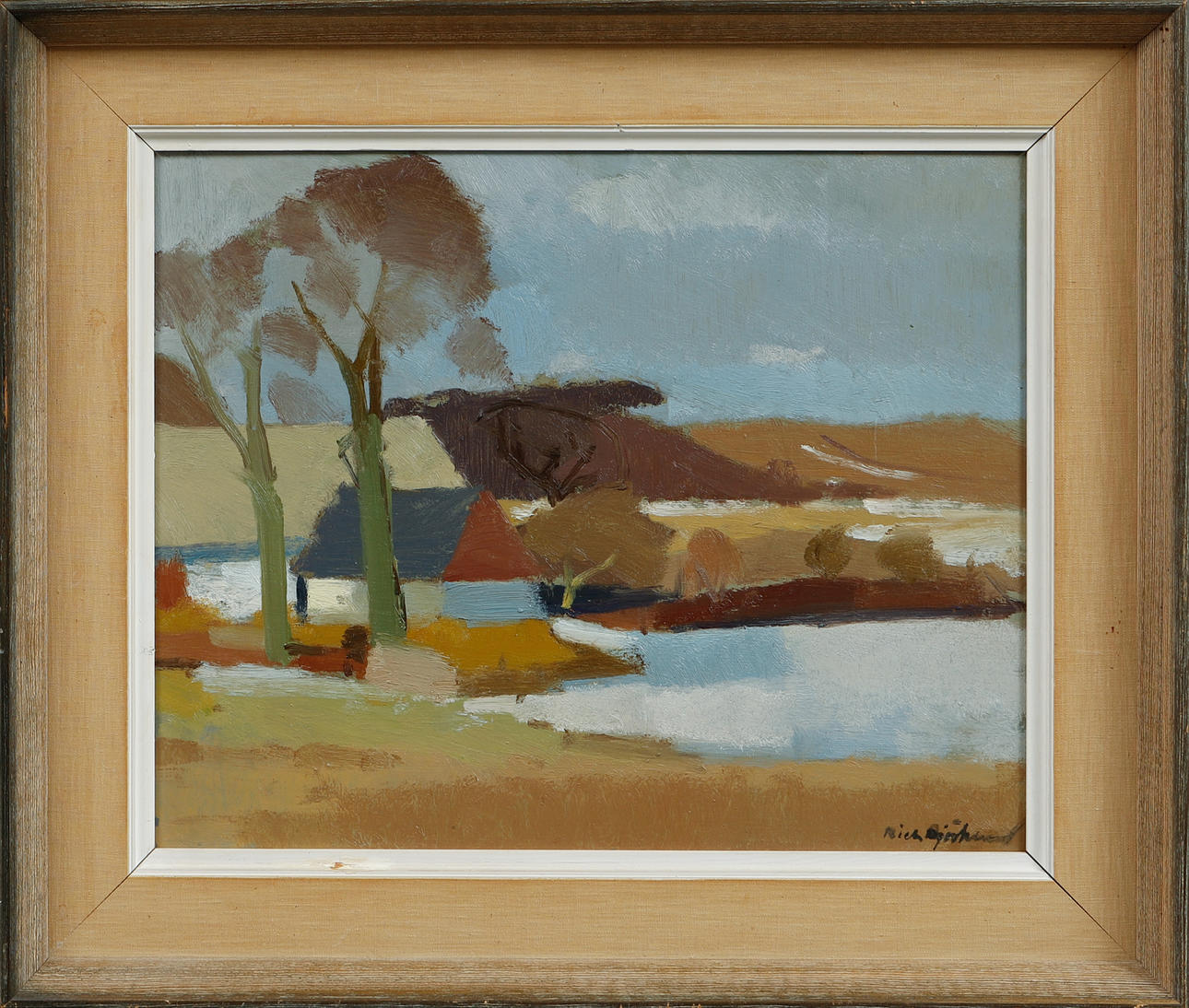 RICHARD BJÖRKLUND. Landscape, oil on panel, signed.