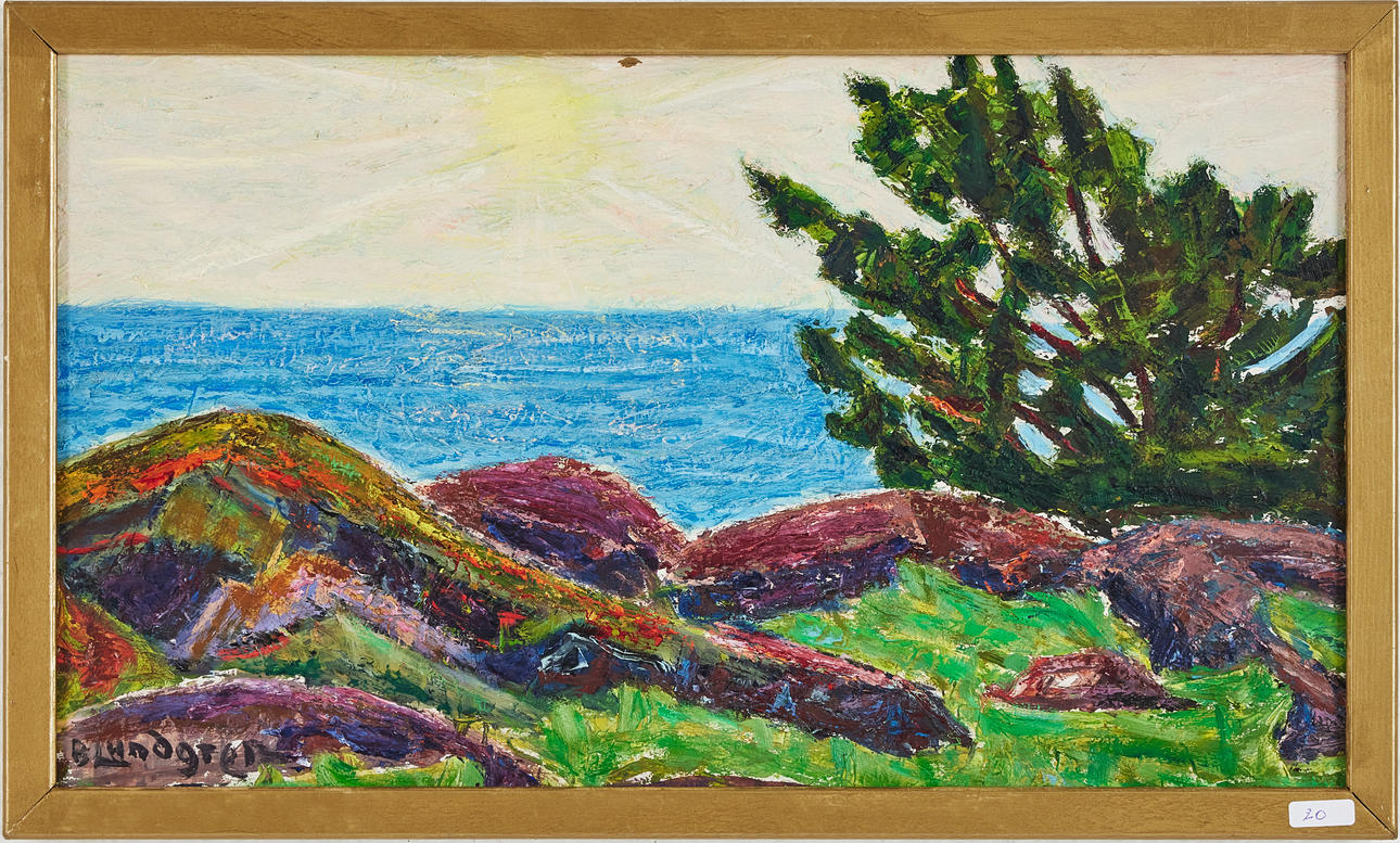 BERTIL LUNDGREN (1900-1979). Cliffs by the sea, oil on canvas, signed.