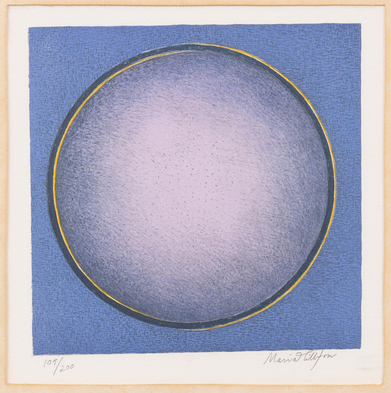 MARIA HILLFON. Circle composition, lithograph in colours, signed.