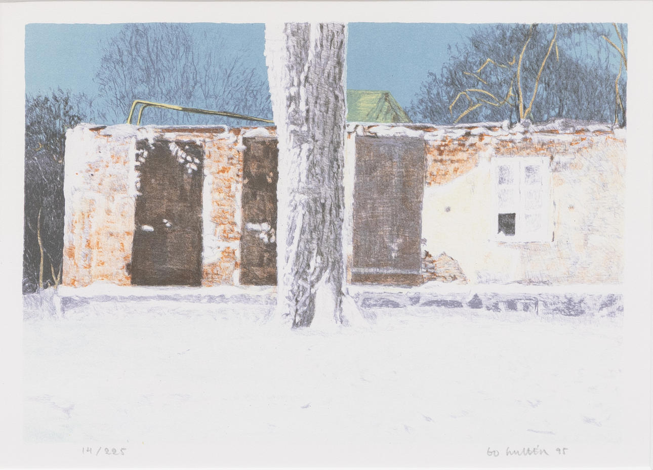 BO HULTÉN. House ruin, lithograph, signed, dated and numbered.
