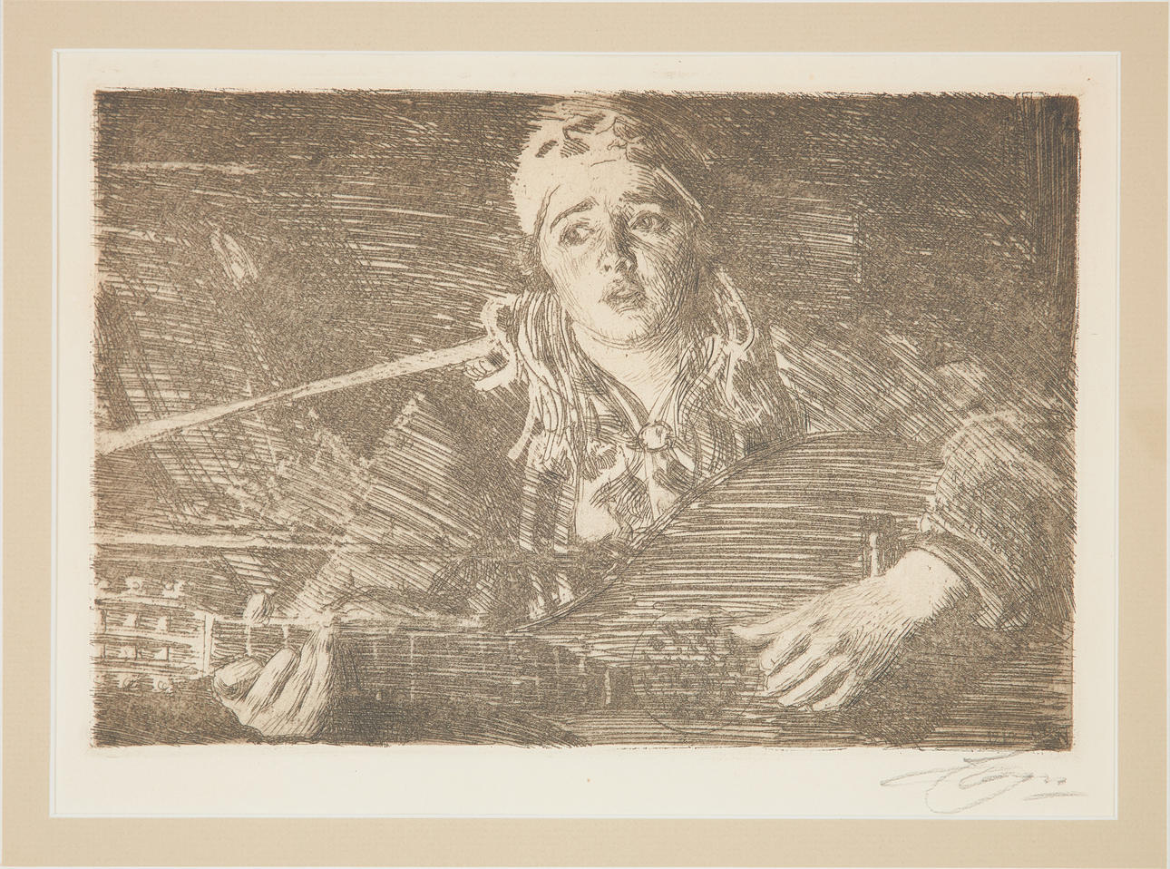 ANDERS ZORN. “Ols Maria”, etching, signed dated 1919.