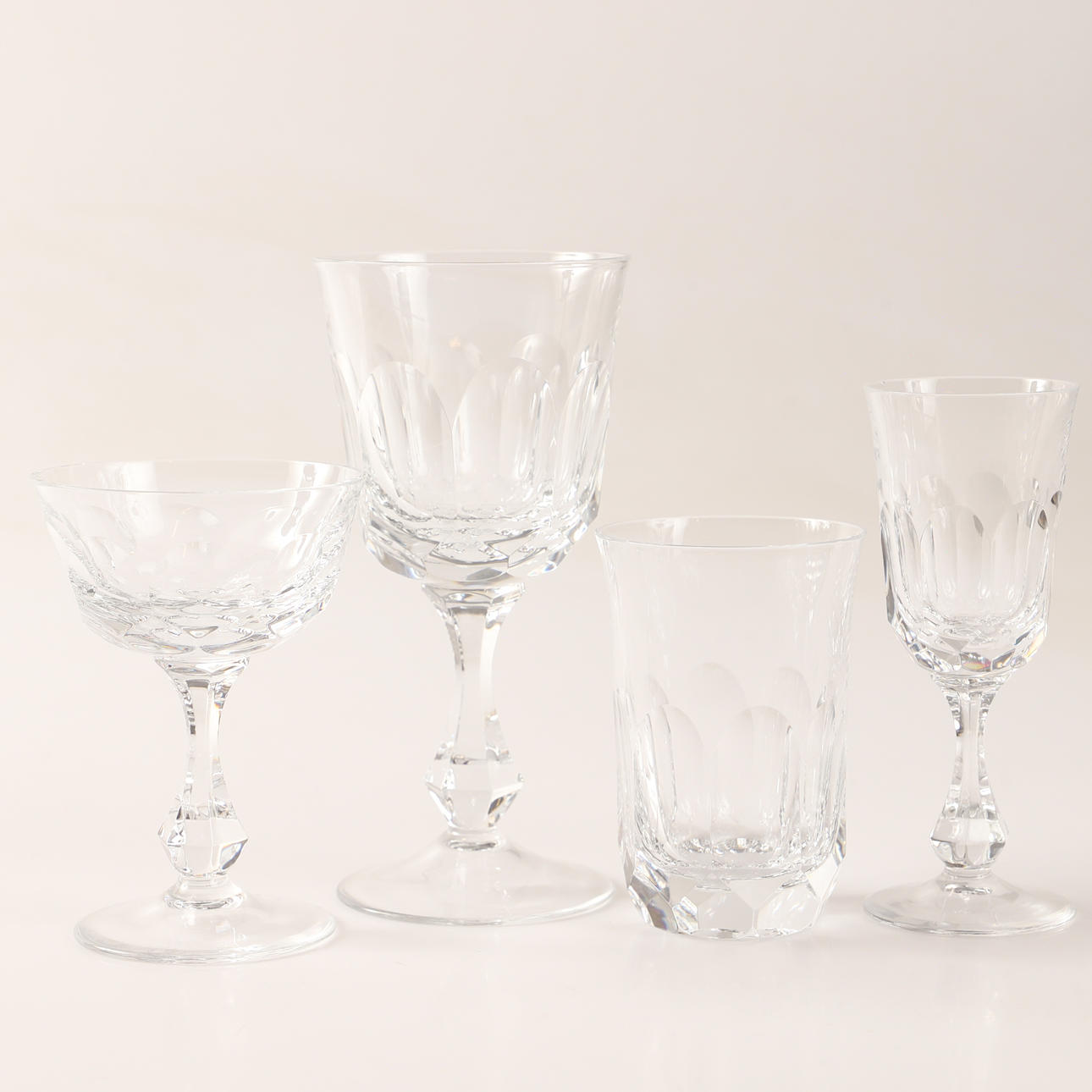 A glass tableware set, 44 pieces, 20th century.