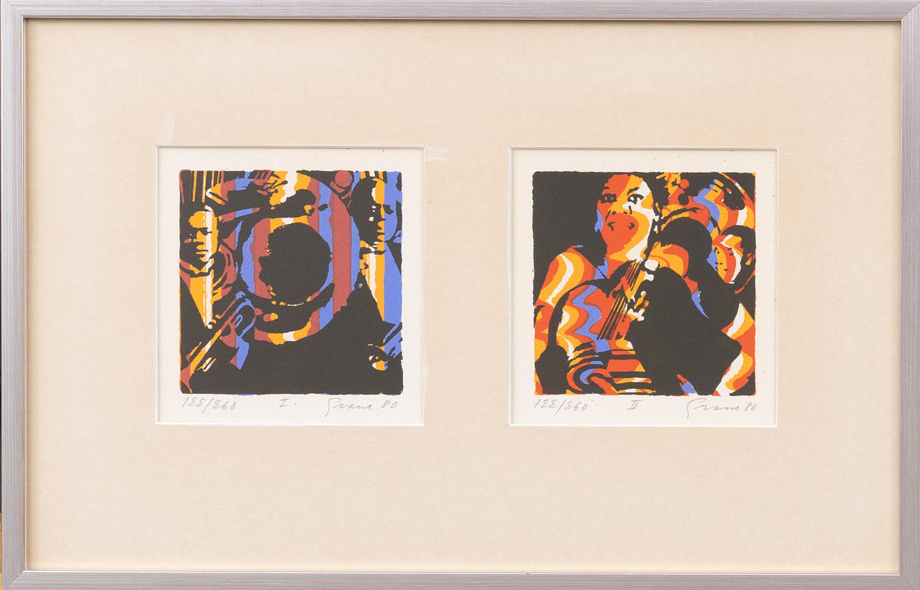 KNUT GRANE. Diptych on jazz theme, lithographs, signed, dated and numbered.