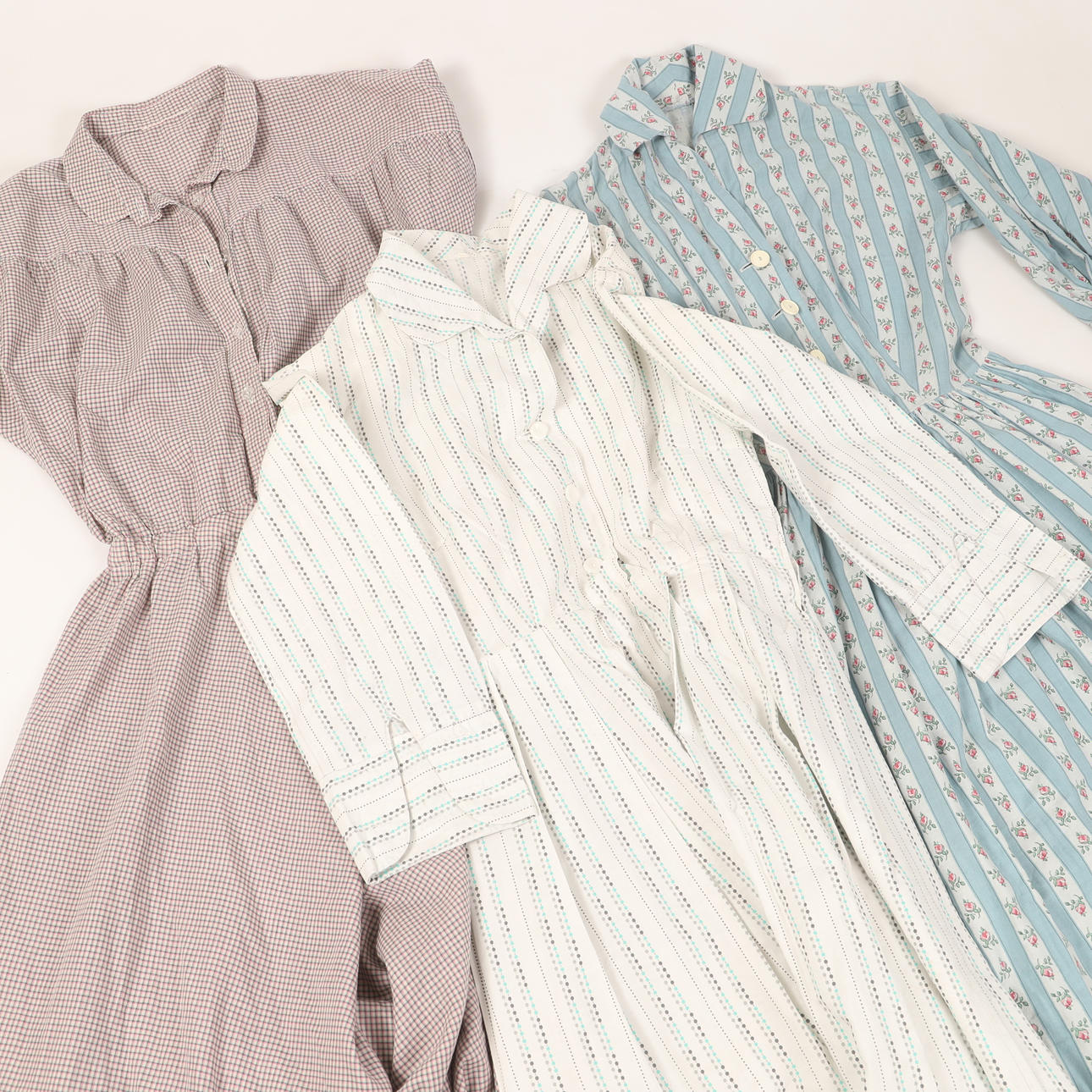 Three dresses, mid 20th century.