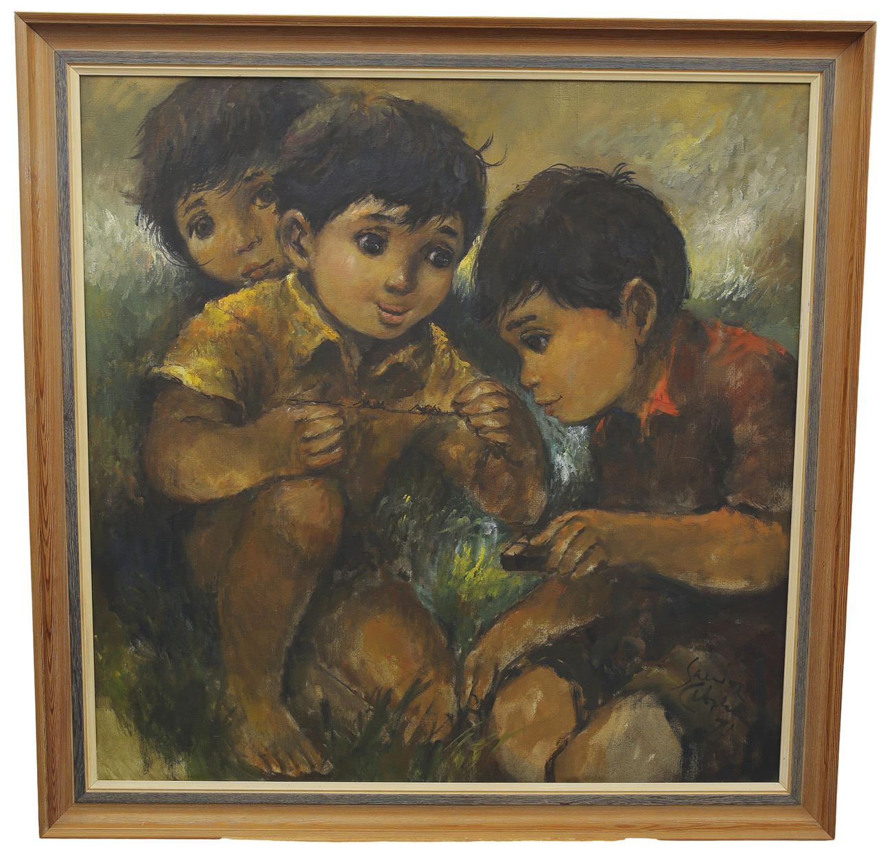 SALVADOR CABRERA. oil on canvas, “Exploring Children”, signed, dated 1971.