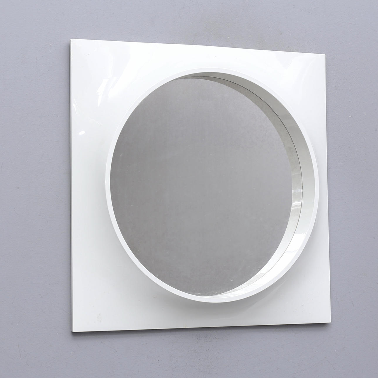 A white plastic “Quadrat” mirror, Hammarplast, 1970s.