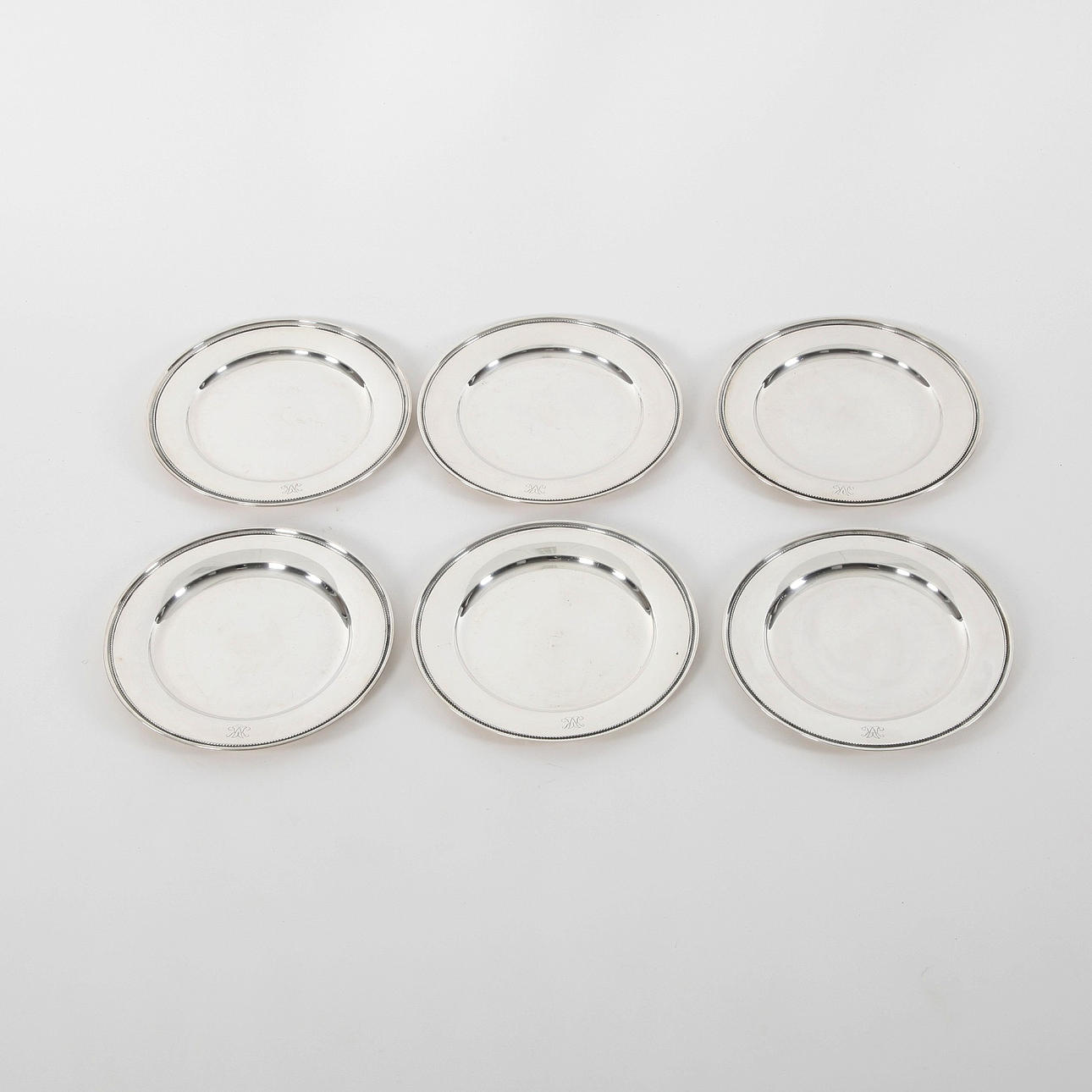 C.G. HALLBERG. Umschlagplatten, 6 Stück, Silber, 1956.