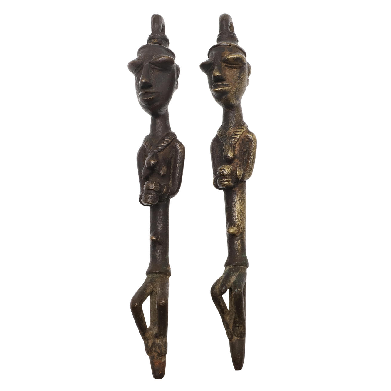 A PAIR OF AFRICAN RITUAL EDAN STAFFS FIGURES. Ethnographica - African ...