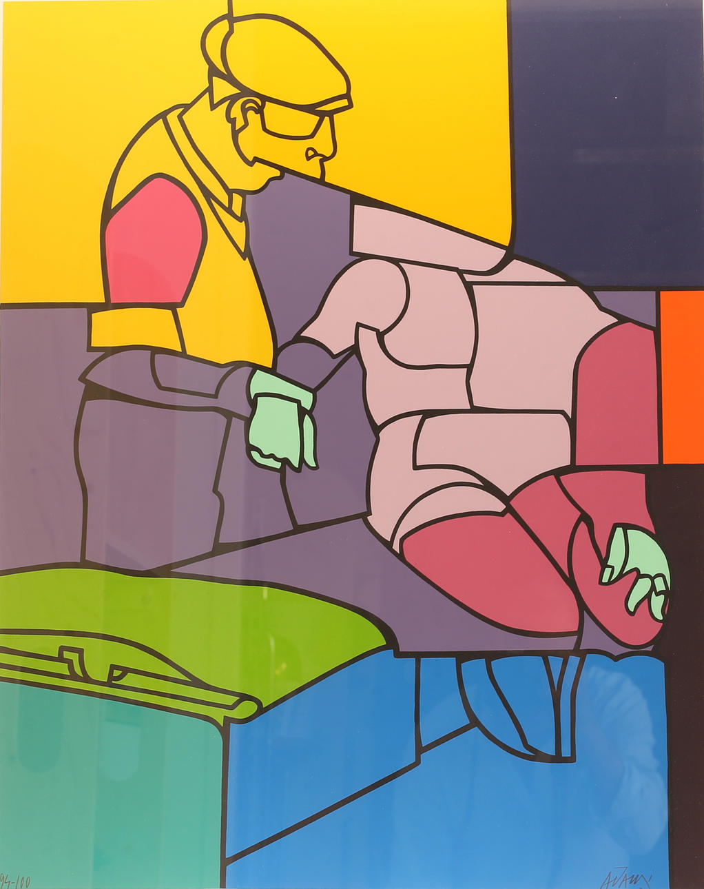 VALERIO ADAMI. Lithograph in colours, signed, 94/100.