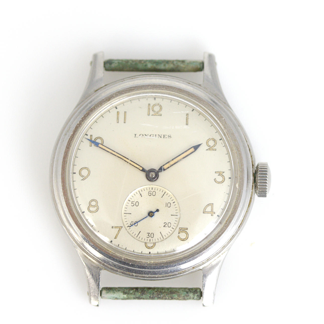LONGINES. A steel wristwatch, automatic, subsecond, 1940s.