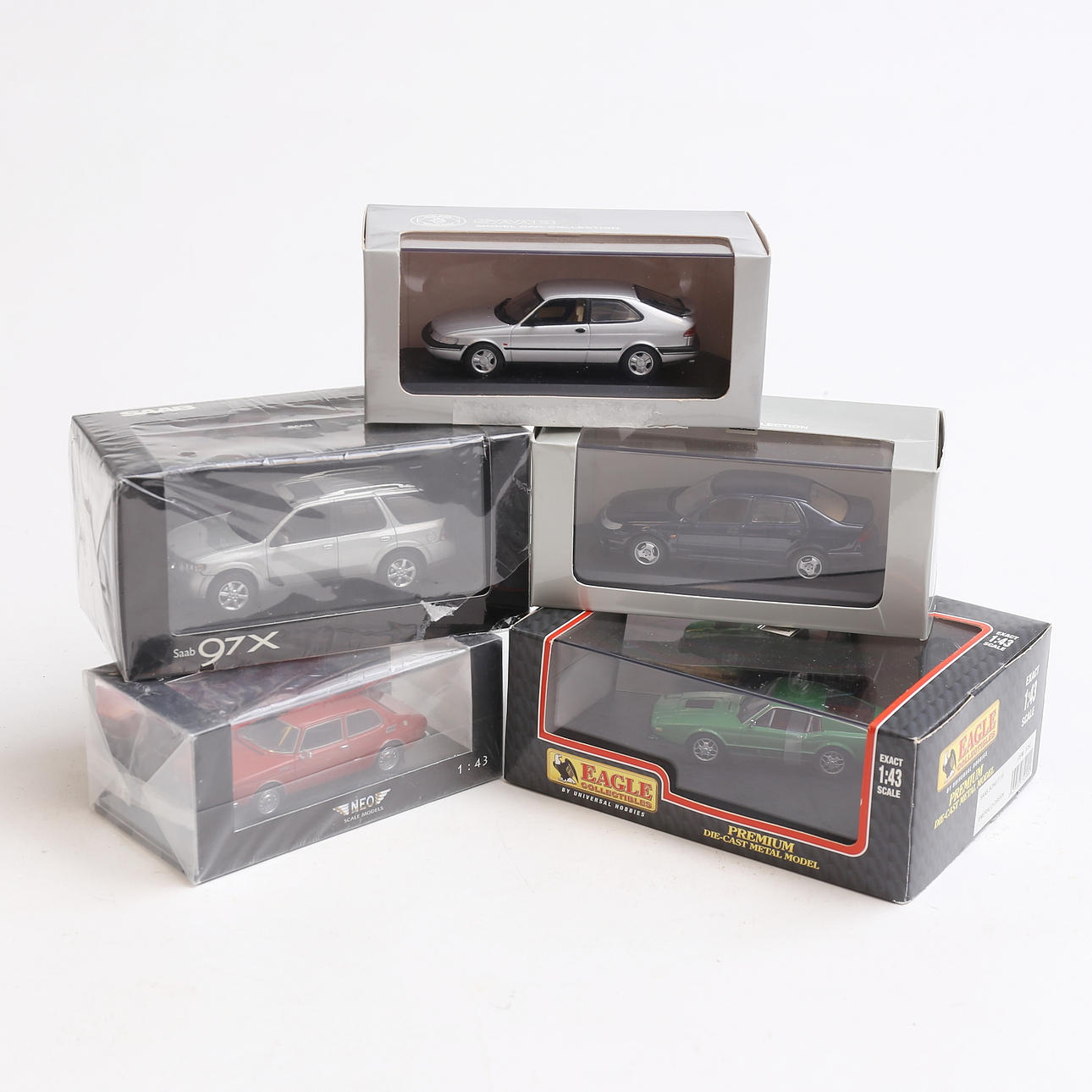 MODEL CARS, 5 pcs, SAAB.