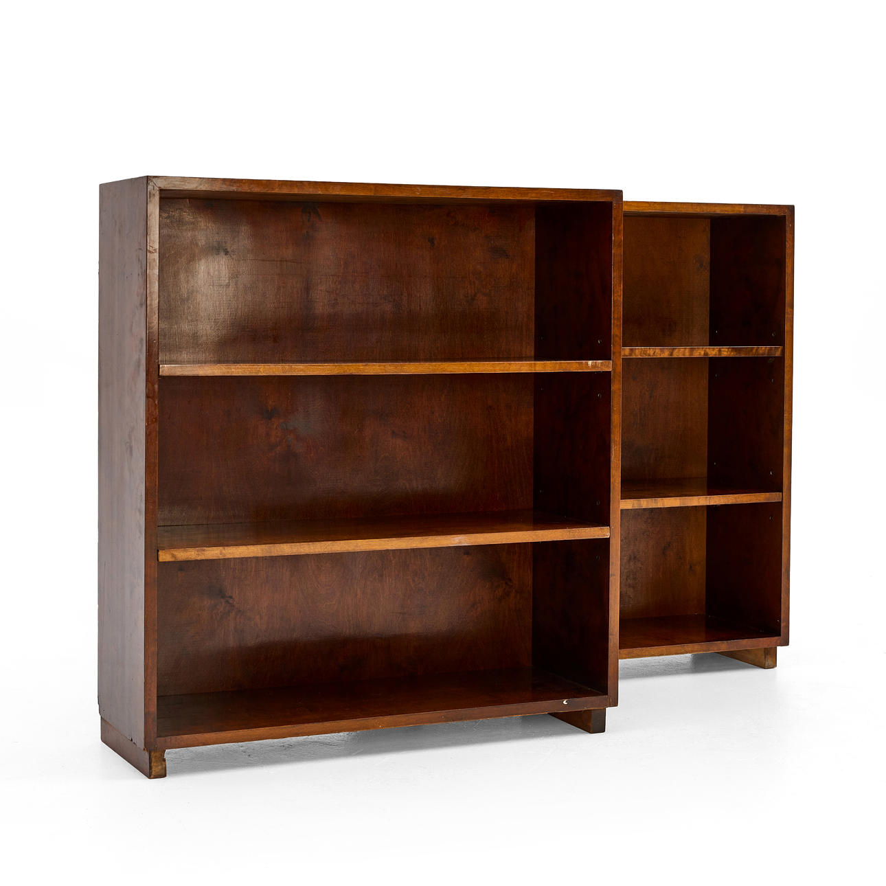 BOOKCASES, a pair, two shelves, birch veneer.