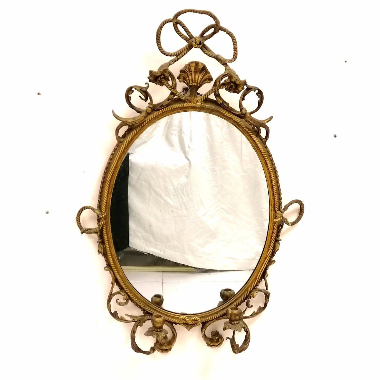 ANTIQUE GIRANDOLE MIRROR.