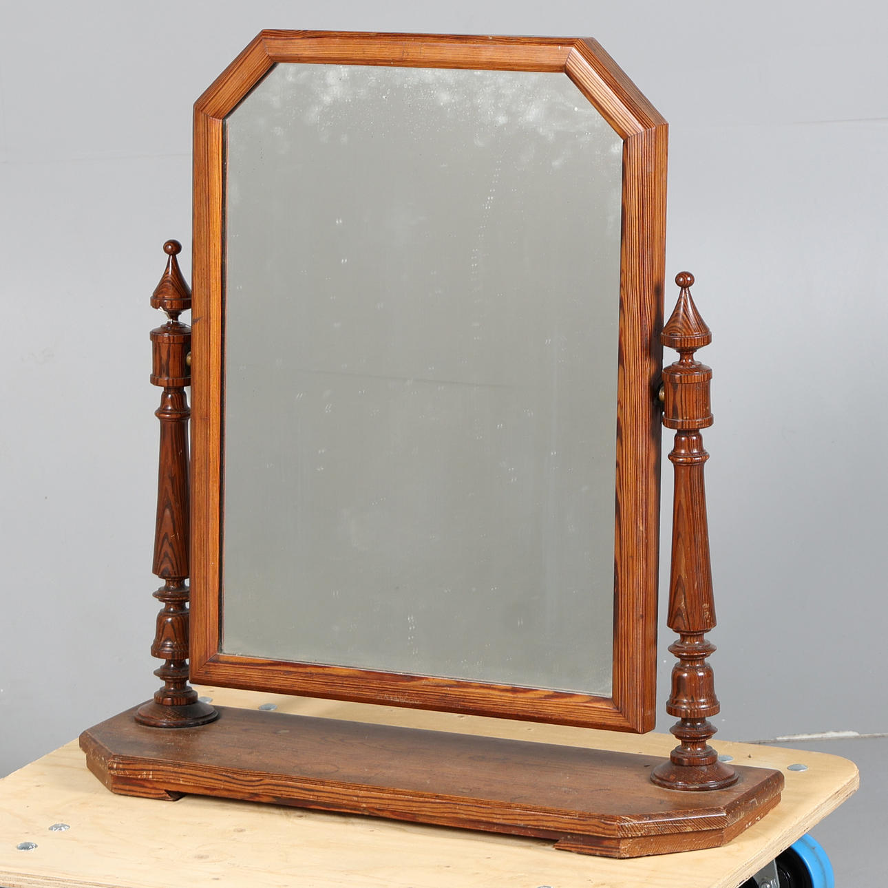 AN AESTHETIC PITCH PINE DRESSING MIRROR.