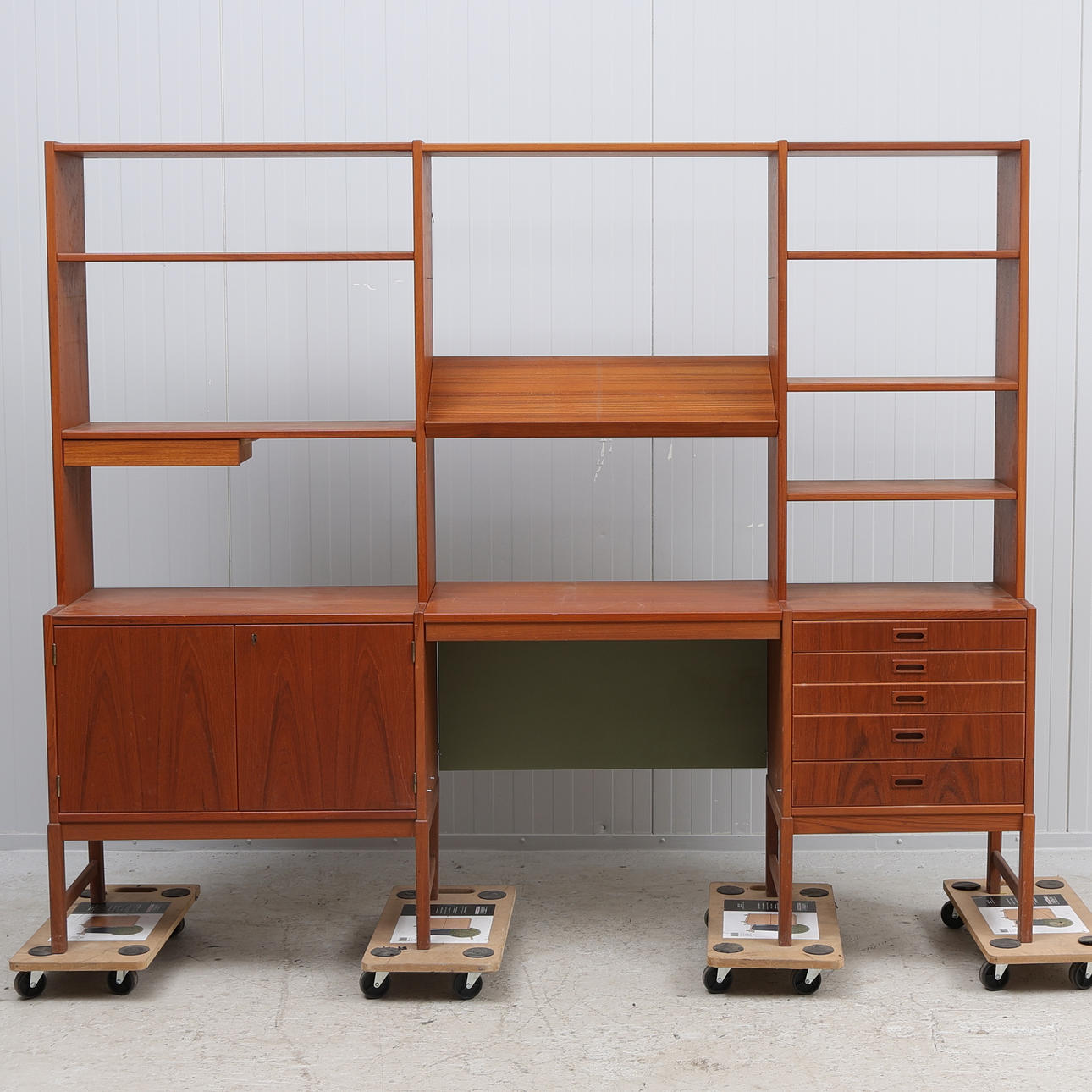 Bookcase, 3 sections, tteak, Skaraborgs Möbelindustri.