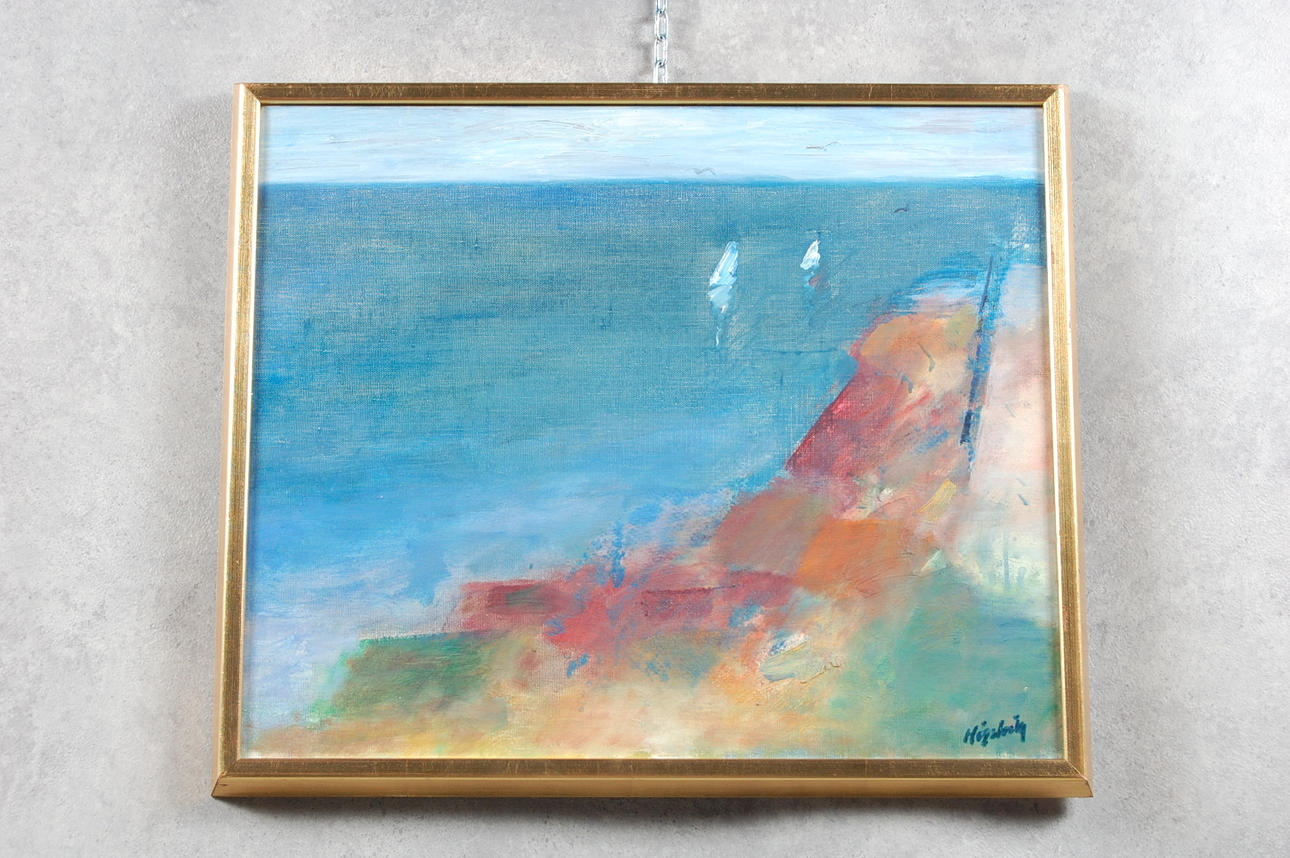 KJELL HÖGSTRÖM. olja på duk" seglats till Arild ".