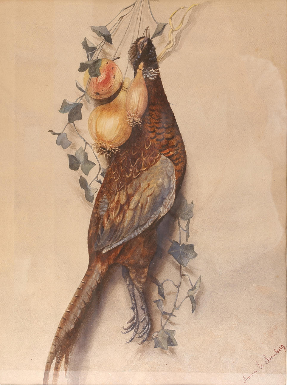 ANNA E SVANBERG. Watercolour, signed.