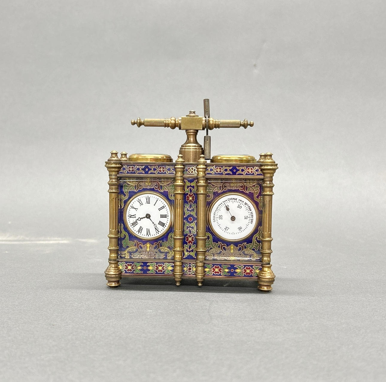 BRASS CARRIAGE STYLE CLOCK BAROMETER.