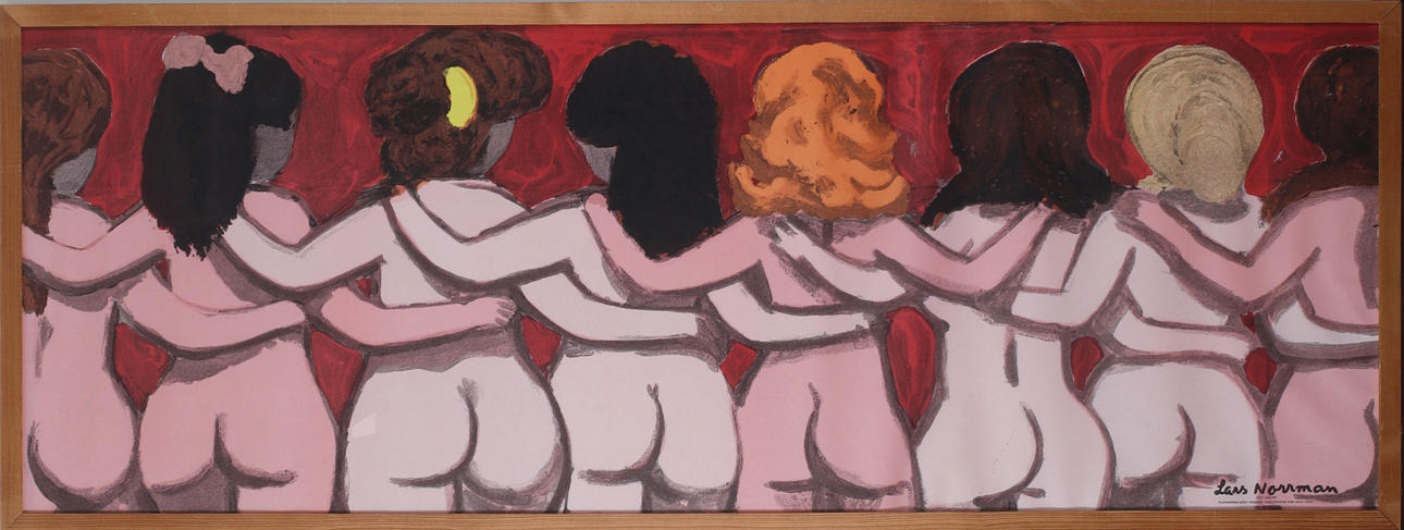 LARS NORRMAN. The girls go in the ring”. Multiprint, for IKEA 1972, signed with dedication.