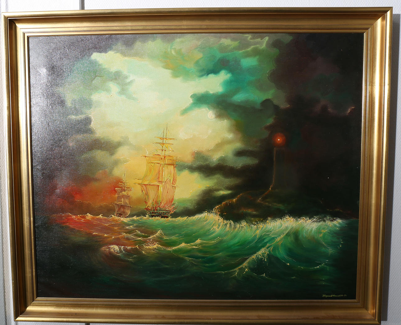 SIGVARD RANELID. Olja på duk, Segelfartyg, signerad, daterad -74.