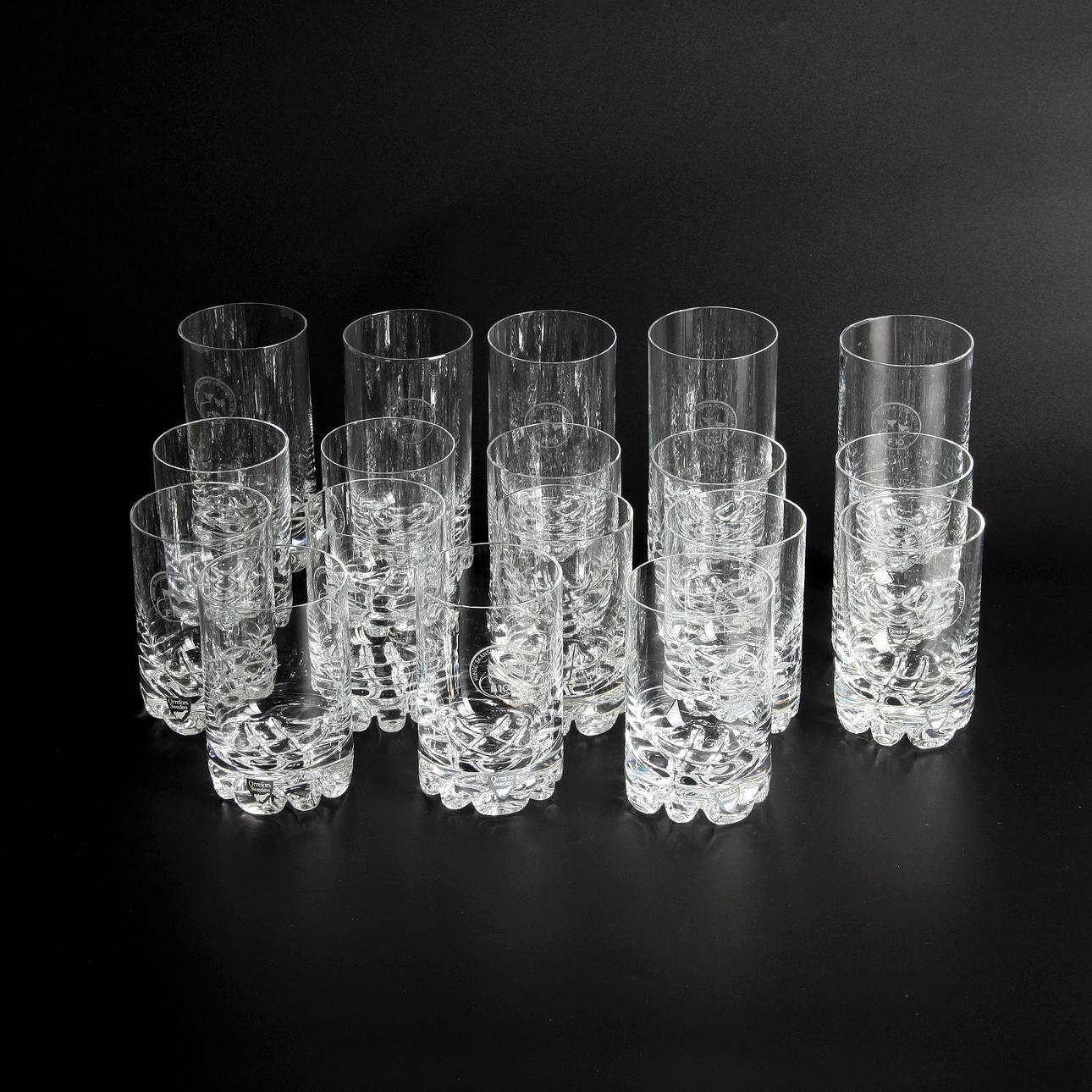 A set of 23 pieces of crystal glassware “F10", Orrefors, second half of the 20th century.