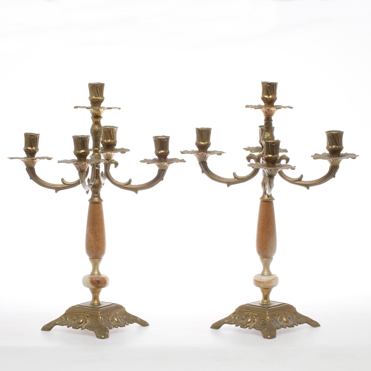 KANDELABRAR 1 par, för 5 ljus vardera, 1900-talets andra hälft.