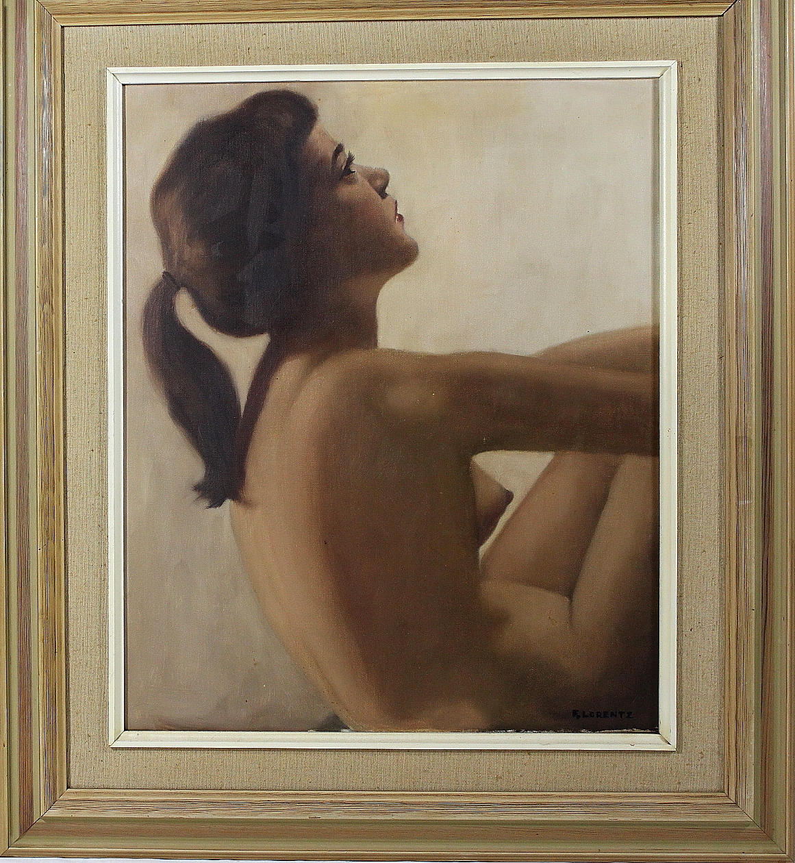 FRANS LORENTZ. olja på duk, kvinnoporträtt, signerad.