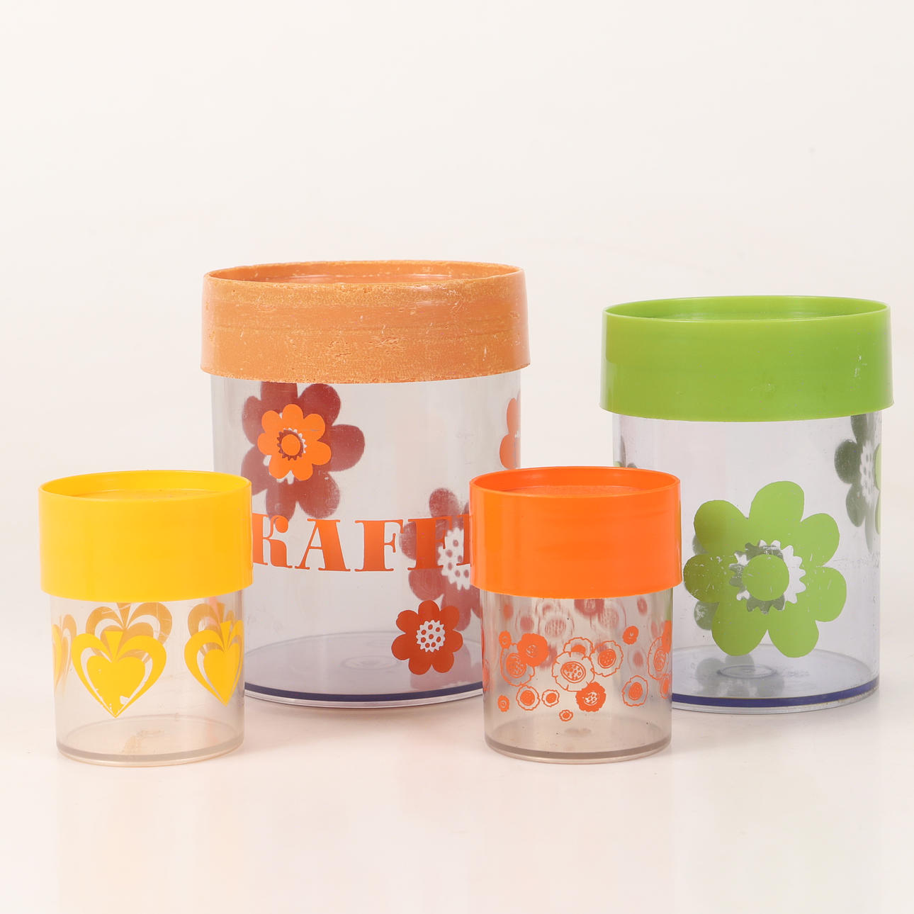 ERIK KOLD. Storage jars, 4 pieces, plastic, Denmark.