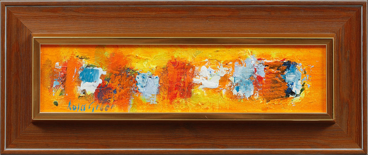 KULO GREEN. Composition, oil on panel, signed.