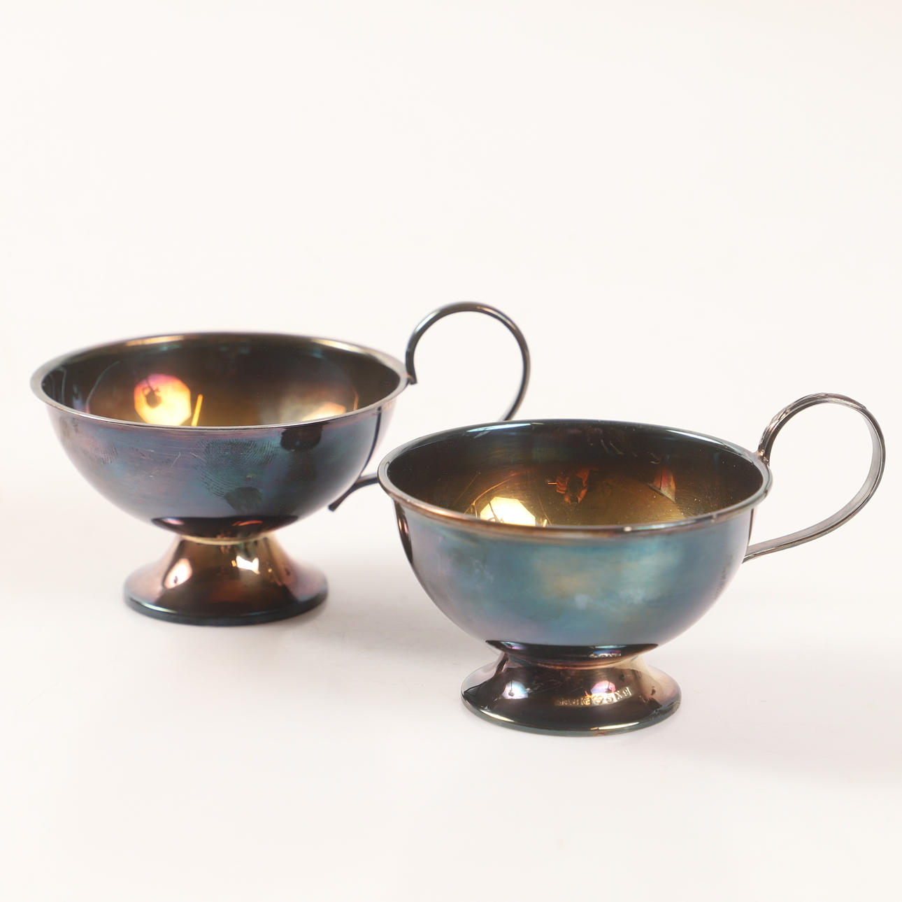 PUNCH MUGS, 1 pair, silver.