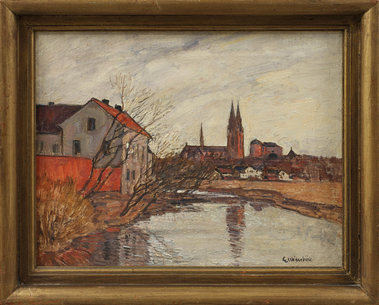 GUSTEN WIDERBÄCK. Motiv från Uppsala, olja på duk, signerad.