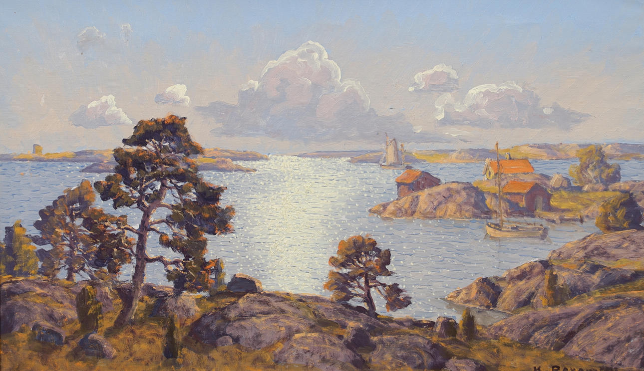 KARL BERGMAN. Sunset, oil on canvas, signed.