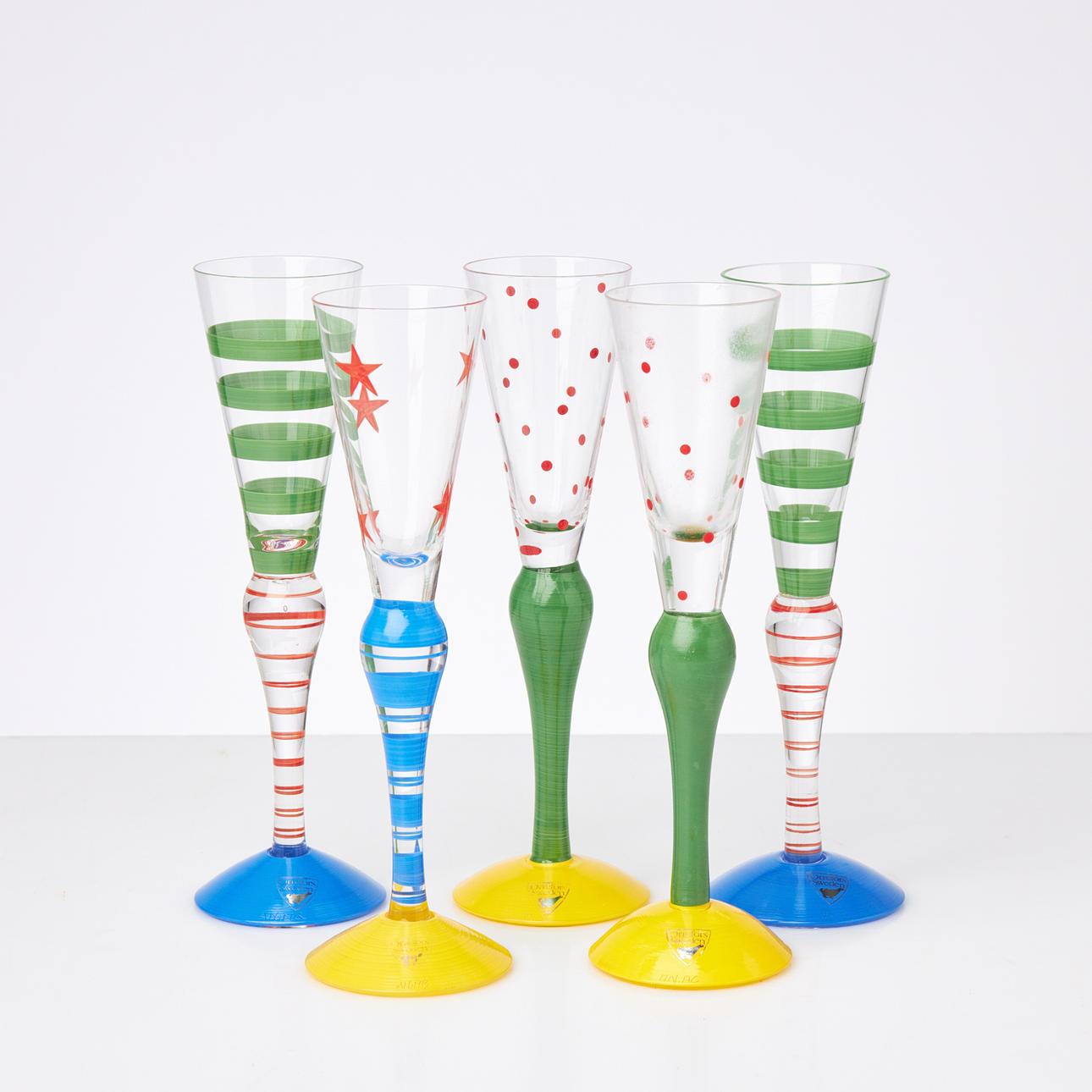 ANNE NILSSON. Schnappglas, 5 Stück, „Clown“, Orrefors.