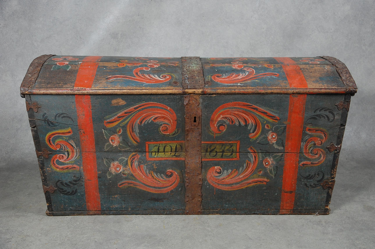 KISTA, originalmålad Jöns Persson 1811-1866, Valleberga Ingelstadhärad Österlen, märkt IOD 1843.