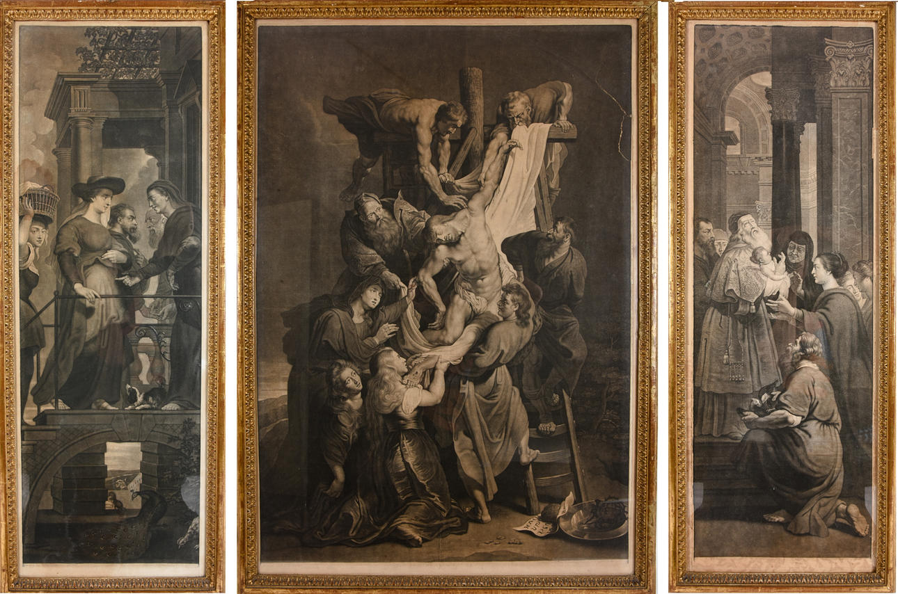VALENTIN GREEN. ”DESCENT FRÅN KRISTI KORS”, skrapningsteknik (mezzotint), 18. 1800-talet.