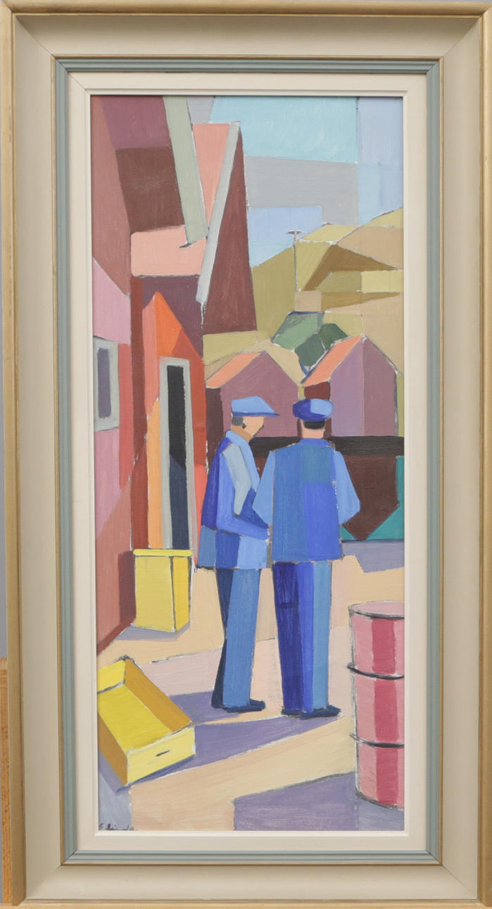 OIDENTIFIERAD KONSTNÄR. OIL, on canvas, cubist motif, signed Linder.
