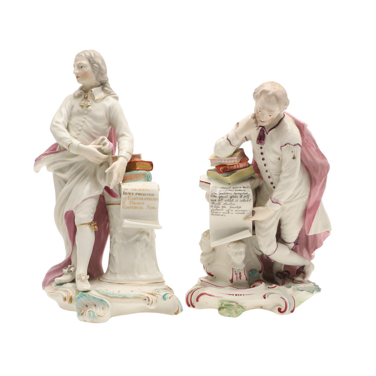 TWO 18THC DERBY FIGURES - SHAKESPEARE & MILTON.