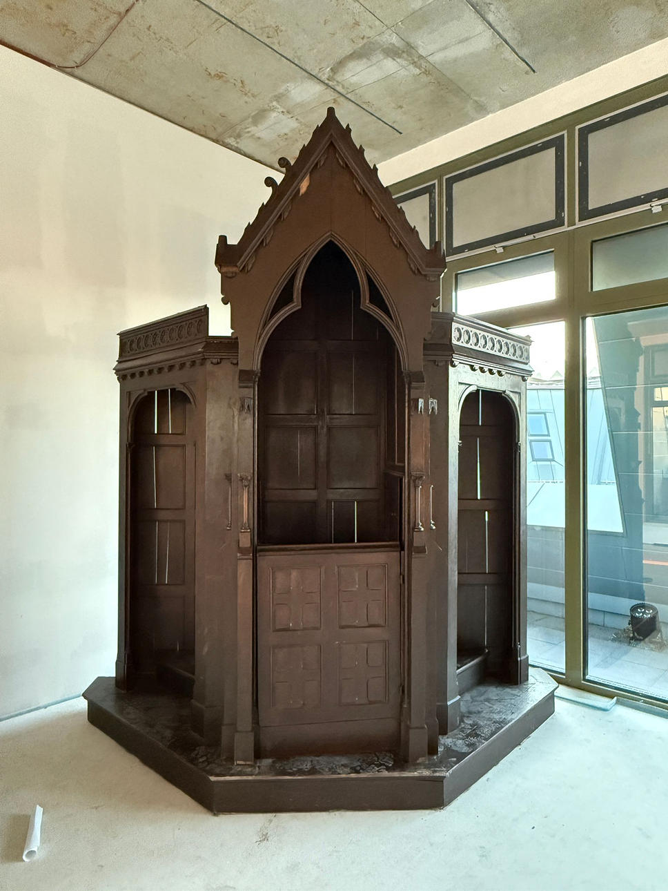 Neogothic style confessional, Germany, around 1880.