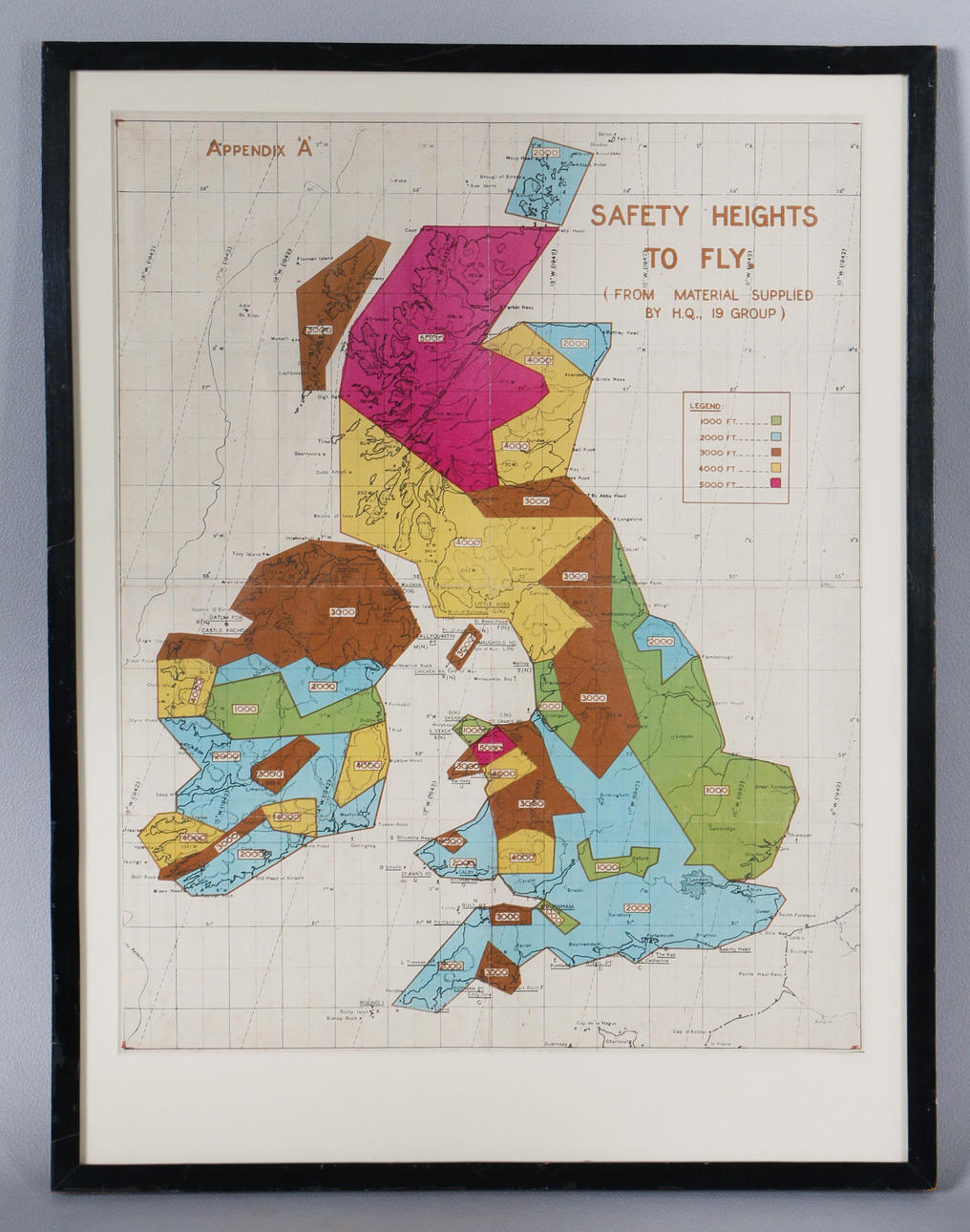 WW2 RAF NAVIGATØRKORT OVER DE BRITISKE ØER.