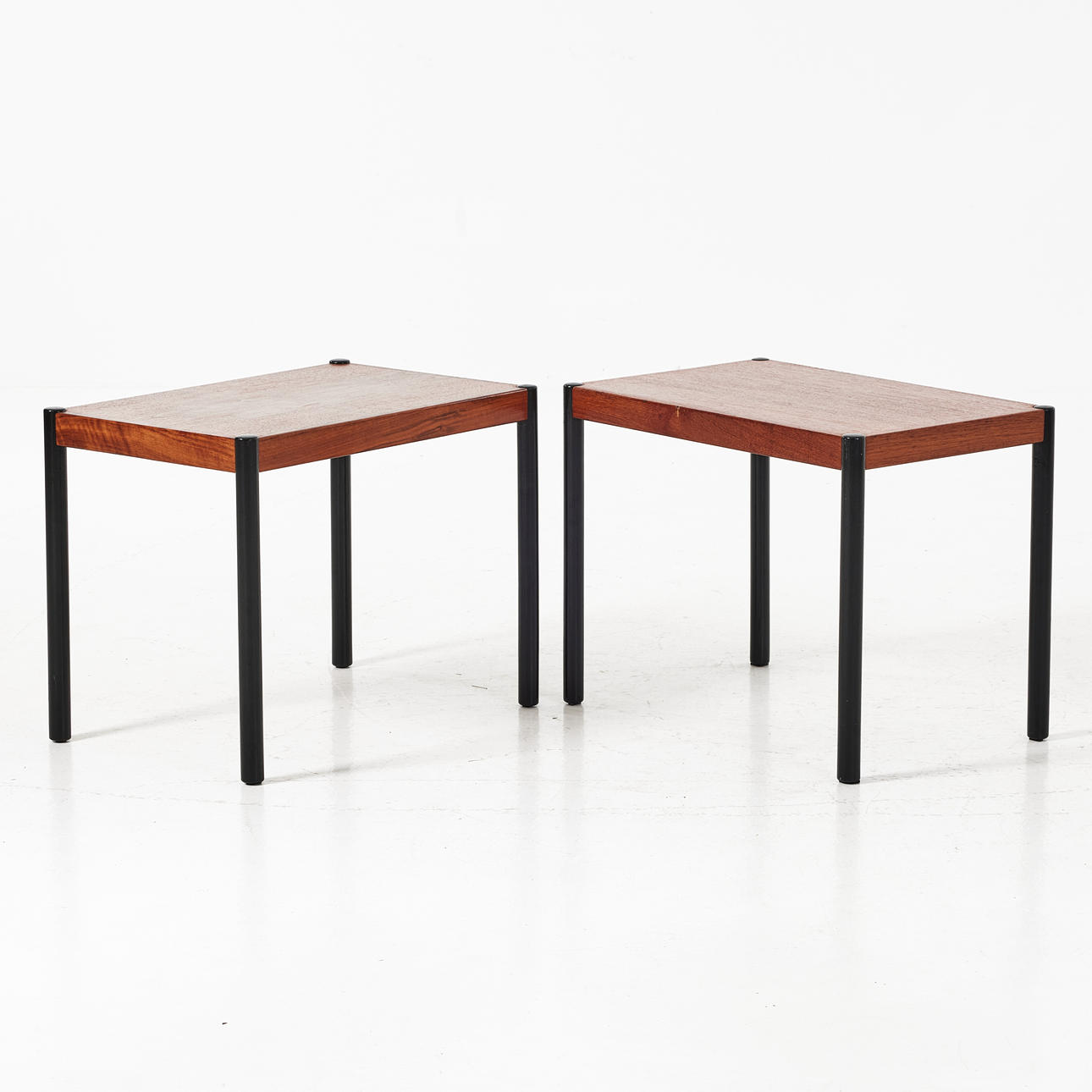 Side table, 1 pair, 1960/70's, walnut.