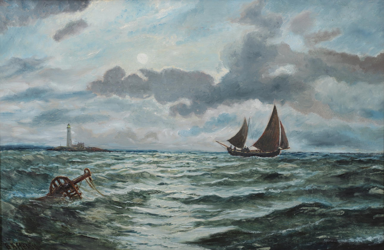 OIDENTIFIERAD KONSTNÄR. Marine motif, oil on canvas, signed.