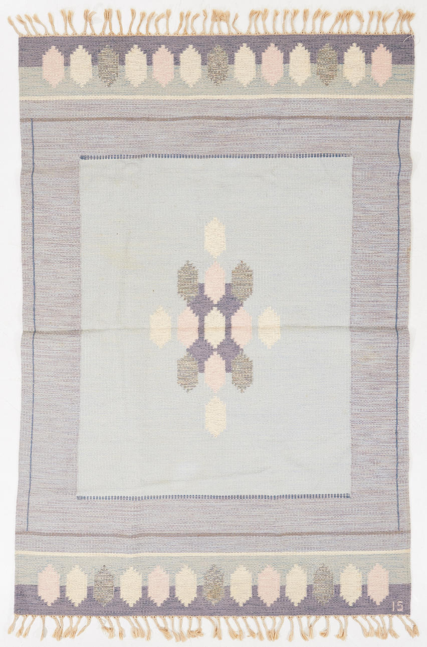 INGEGERD SILOW. A carpet, wicker, signed IS.